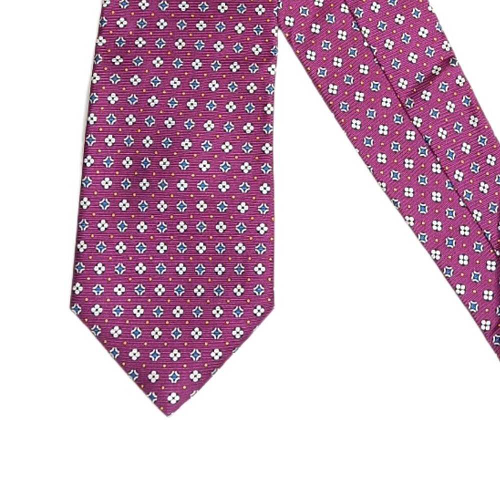 Cape Cod Neckwear Silk Tie Men’s 60.5” Fuchsia Blue Geometric Designer Classic